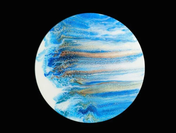 Blue Fluid Art Lazy Susan 15"