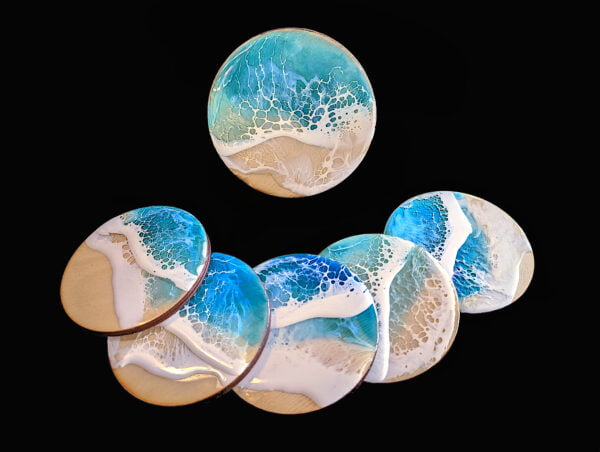 Ocean resin art coasters