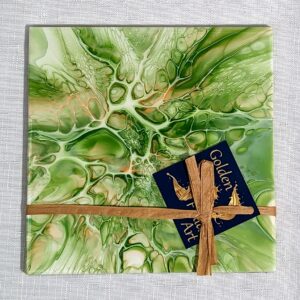 Original Artwork Trivet - Green Bloom Back