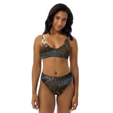 Espresso Brown High-Waisted Bikini - Golden Fluid Art