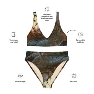 Espresso Brown High-Waisted Bikini - Golden Fluid Art